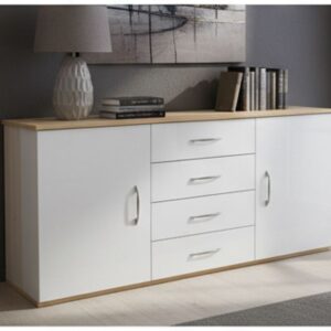 Buffet / Meuble TV en MDF avec plateau en bois naturel